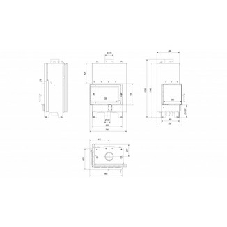 Топка с водяным контуром MBM/PW/10/L/BS/W, Г-образное стекло слева, змеевик