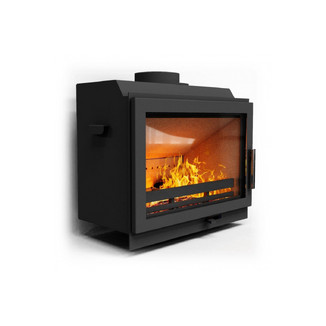 Изразцовая печь-камин Истра угловой двуярусный шоколад с топкой Ладья 700