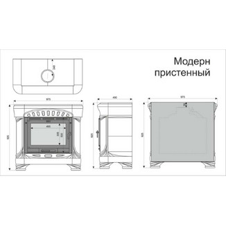 Изразцовая печь-камин Модерн пристенный ванильный с коробом топка Ладья 700