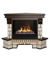 3D электрокамин Stone New corner 26 AO Black вставка + 3D Cassette 630