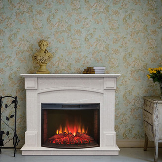 Электрокамин RealFlame Carolina Marble 25,5 WT Evrika 25,5 LED мрамор бежевый
