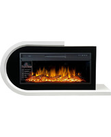 Каминокомплект Basel L белый с черным с очагом Vision 42 LOG LED