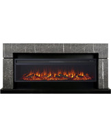 Каминокомплект Lindos серый мрамор с очагом Vision 60 LOG LED